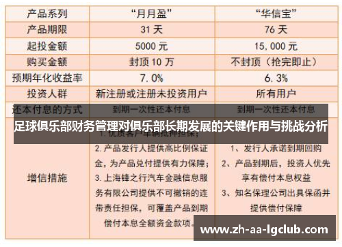 足球俱乐部财务管理对俱乐部长期发展的关键作用与挑战分析 足球俱乐部财务管理对俱乐部长期发展的关键作用与挑战分析